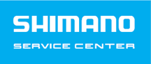 Das BIld zeigt das Logo des Shimano Service Centers der Fahrradwerkstatt von Rund ums Rad aus Delmenhorst. in weisser Schrift auf hellblauem Gurns